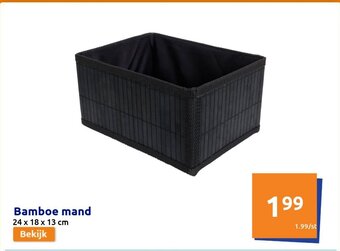 Action Bamboe Mand 24 x 18 x 13 cm aanbieding