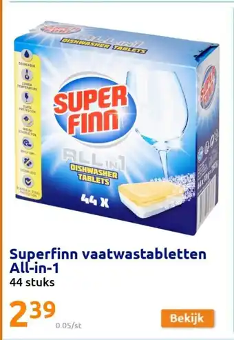 Action Super Finn Vaatwastabletten All-in-1 44 stuks aanbieding