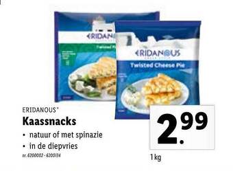 Lidl Eridanous Kaassnacks aanbieding