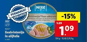 Lidl Nixe Geelvintonijn In Olijfolie aanbieding