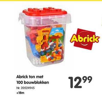 Abrick ton met 100 bouwblokken