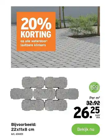 GAMMA 20% korting op alle waterdoorlaatbare klinkers aanbieding