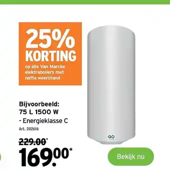 GAMMA 25% korting op alle van marcke elektraboilers met natte weerstand aanbieding