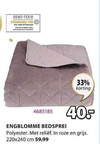 Jysk Engblomme bedsprei 220x240 cm aanbieding