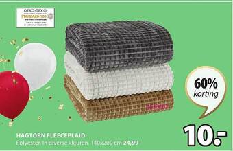 Jysk Hagtorn fleeceplaid 140x200 cm aanbieding