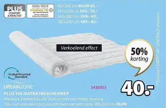 Jysk Dreamzone plus t45 matrasbeschermer 80x200 cm aanbieding