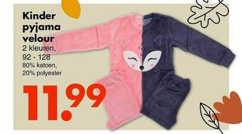 Wibra Kinder pyjama velour aanbieding