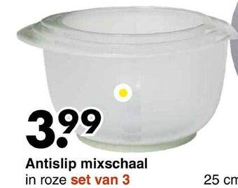 Wibra Antislip mixschaal in roze set van 3 aanbieding