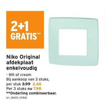 GAMMA Niko Original Afdekplaat Enkelvoudig aanbieding