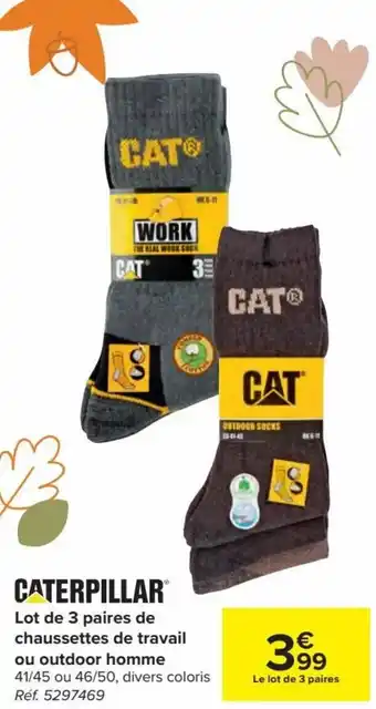 Carrefour Caterpillar Lot de 3 Paires de Chaussettes de Travail ou Outdoor Homme aanbieding