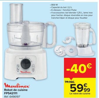 Carrefour Moulinex Robot de Cuisine FP542111 aanbieding