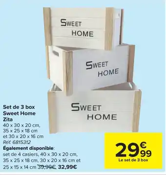 Carrefour Set de 3 Box Sweet Home Zita aanbieding