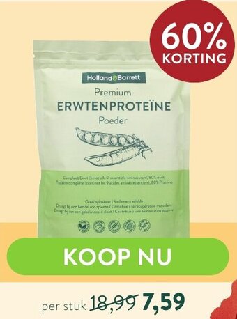 Holland & Barrett Premium erwtenproteine aanbieding