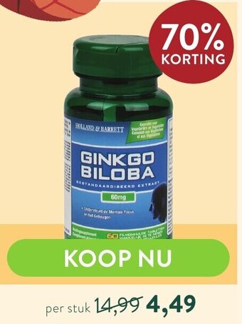 Holland & Barrett Ginkgo biloba aanbieding