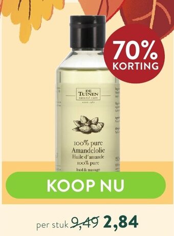 Holland & Barrett De tuinen 100% pure amandelolie aanbieding