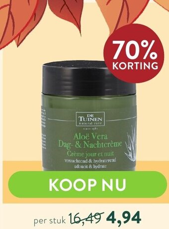 Holland & Barrett De tuinen aloe vera dag- & nachtcreme aanbieding