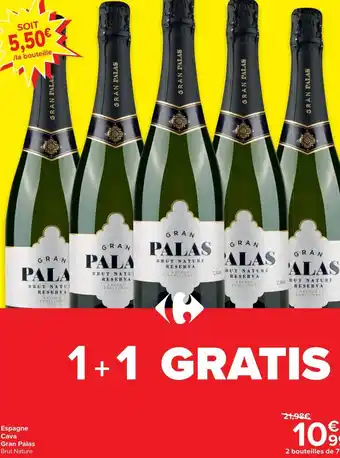 Carrefour Gran Palas Espagne Cava Brut Nature aanbieding