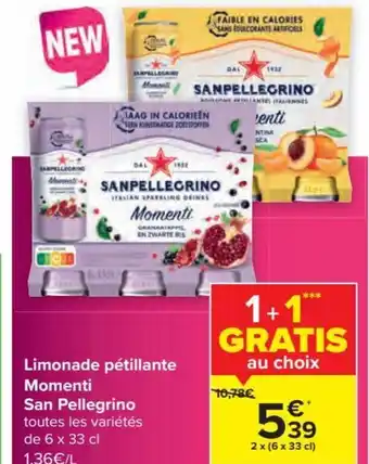 Carrefour San Pellegrino Limonade Petillante Momenti aanbieding