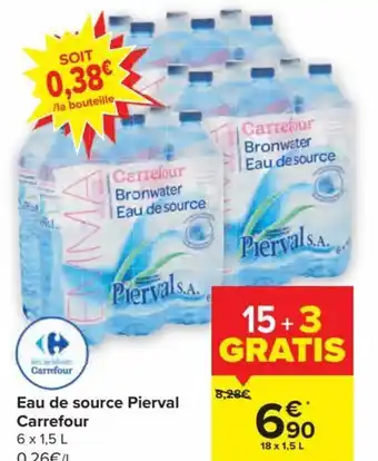 Carrefour Carrefour Eau De Source Pierval 6 x 1.5L aanbieding