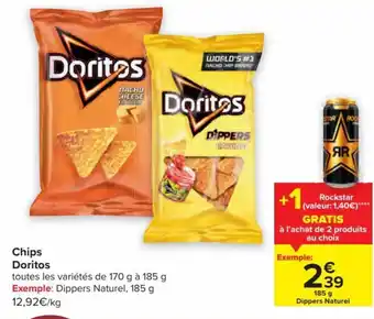 Carrefour Doritos Chips Toutes Les Varietes de 170g a 185g aanbieding