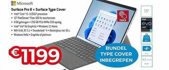 Exellent Microsoft surface pro 8 + surface type cover aanbieding