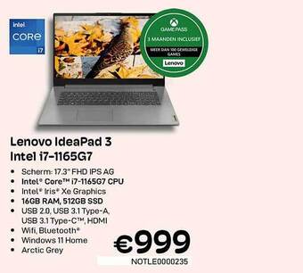 CompuDeals Lenovo ideapad 3 intel i7 aanbieding