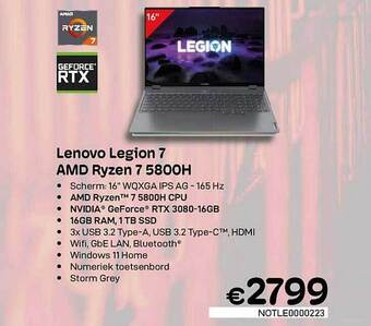CompuDeals Lenovo legion 7 amd ryzen 7 5800h aanbieding