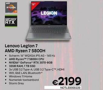 CompuDeals Lenovo legion 7 amd ryzen 7 5800h aanbieding