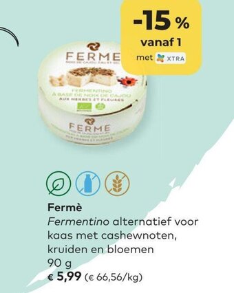 Bio Planet Ferme fermentino alternatief voor kaas met cashewnoten, kruiden en bloemen 90g aanbieding