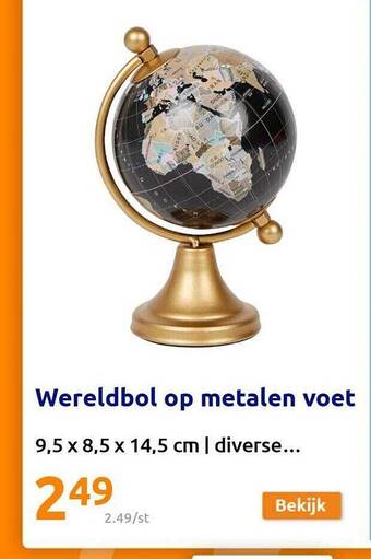 Action Wereldbol op metalen voet aanbieding