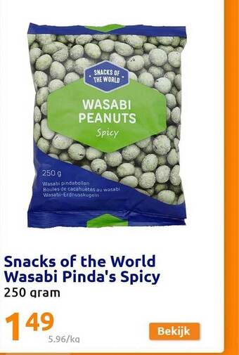 Action Snacks of the world wasabi pinda's spicy aanbieding