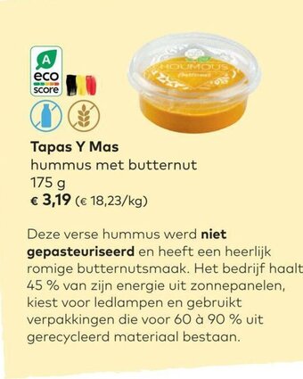 Tapas Y Mas Hummus Met Butternut 175g