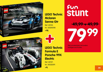 Fun Lego Technic Mclaren Senna Gtr + Lego Technic Formula E Porsche 99X Electric aanbieding
