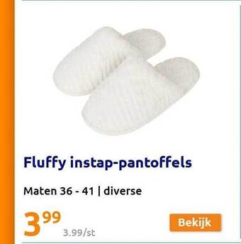 Action Fluffy instappantoffels aanbieding