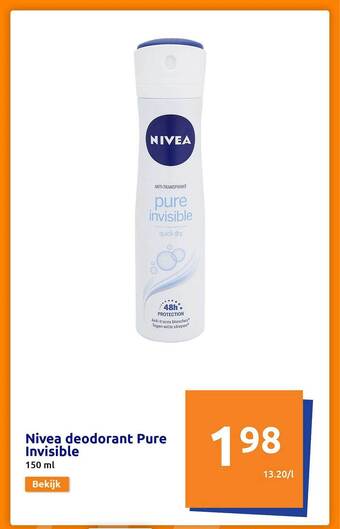 Action Nivea deodorant pure invisible aanbieding