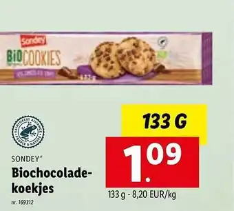 Lidl Sondey biochocoladekoekjes aanbieding