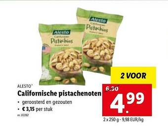 Lidl Alesto californische pistachenoten aanbieding