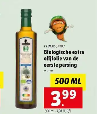 Lidl Primadonna biologische extra olijfolie van de eerste persing aanbieding