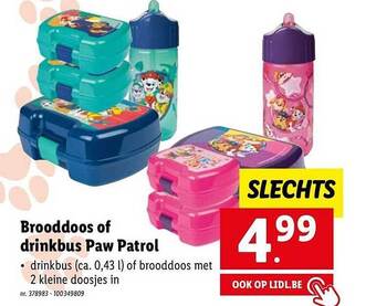 Lidl Brooddoos of drinkbus paw patrol aanbieding