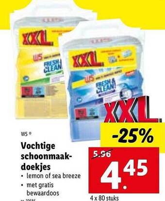 Lidl W5 vochtige schoonmaakdoekjes aanbieding