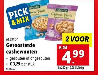 Lidl Alesto geroosterde cashewnoten aanbieding