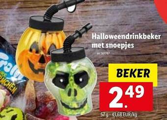 Lidl Halloweendrinkbeker met snoepjes aanbieding