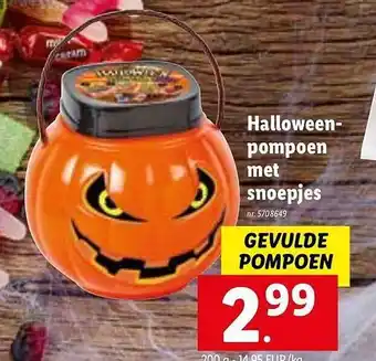 Lidl Halloweenpompoen met snoepjes aanbieding