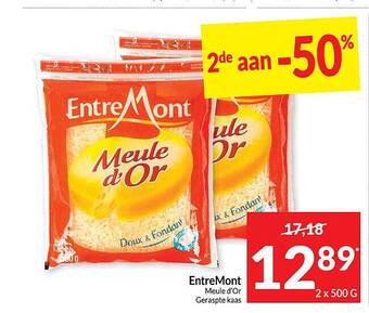 Intermarché Entremont meule d'or geraspte kaas aanbieding