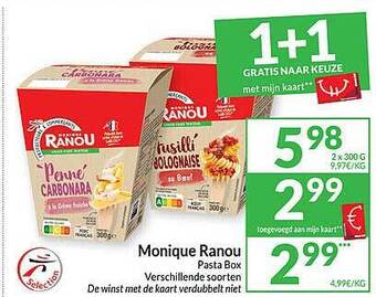 Intermarché Monique ranou pasta box aanbieding