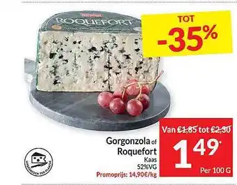 Intermarché Gorgonzola of roquefort kaas aanbieding