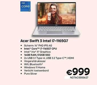 CompuDeals Acer swift 3 intel i71165g7 aanbieding