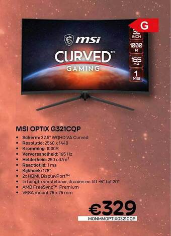 CompuDeals Msi optix g321cqp aanbieding