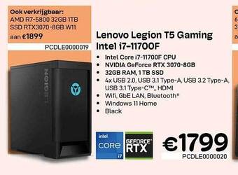 CompuDeals Lenovo legion t5 gaming intel i711700f aanbieding