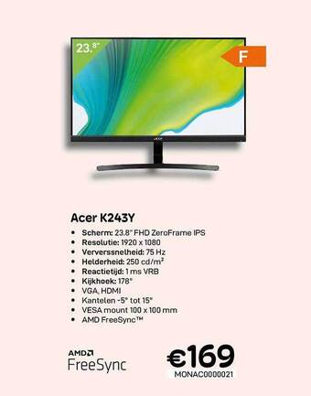 CompuDeals Acer k243y aanbieding